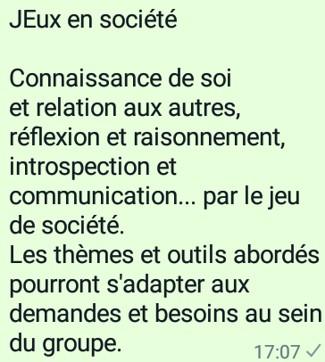 Atelier jeux en societe